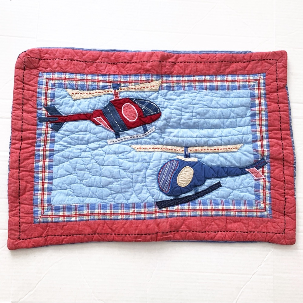 Pottery Barn Kids Helicopter Pillow Sham Blue Red